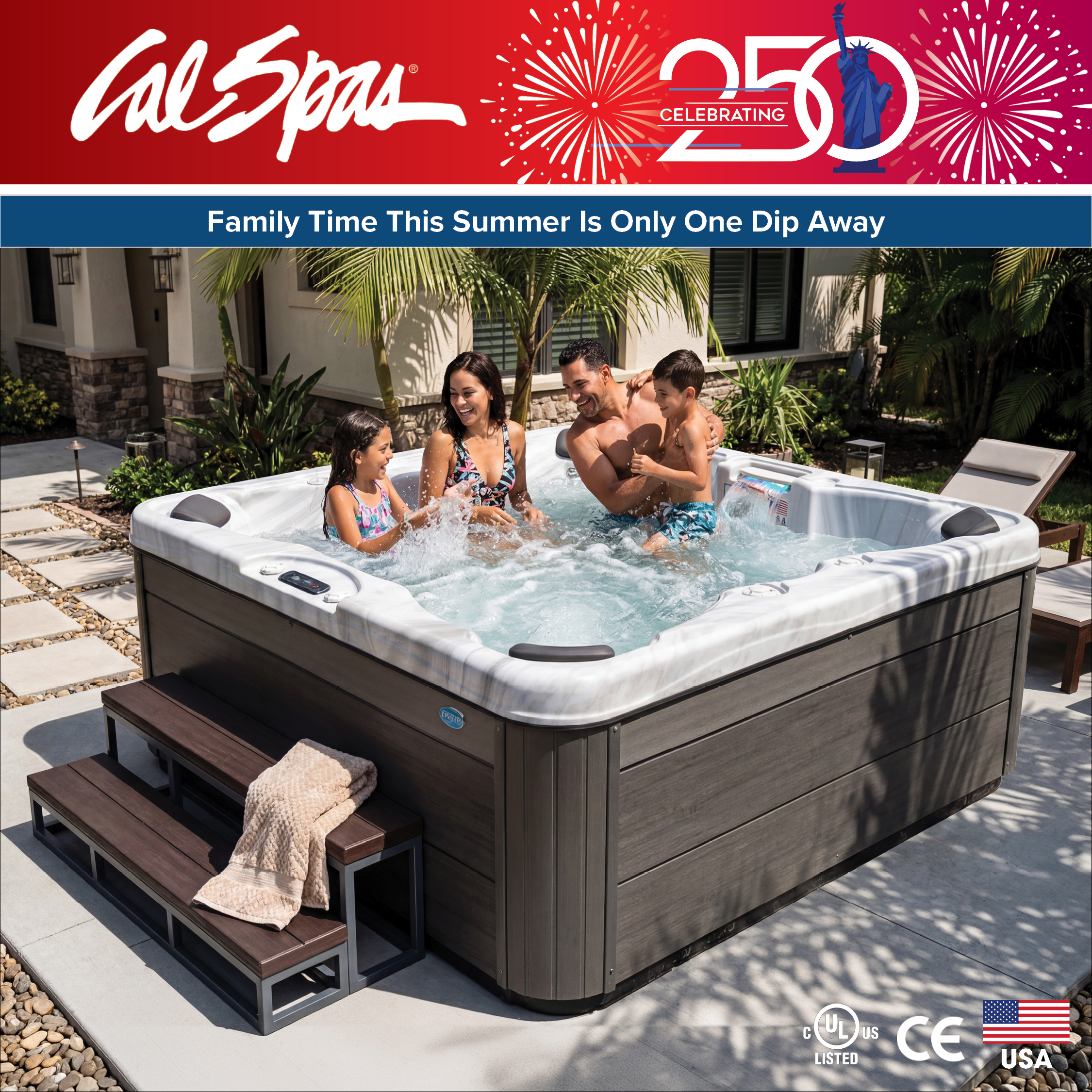 Calspas hot tub being used in a family setting - Quakertown
